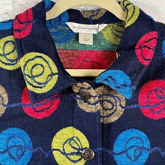 Christopher & Banks Colorful Collared Vest Balls of Yarn Design Size XL - Picture 8 of 10